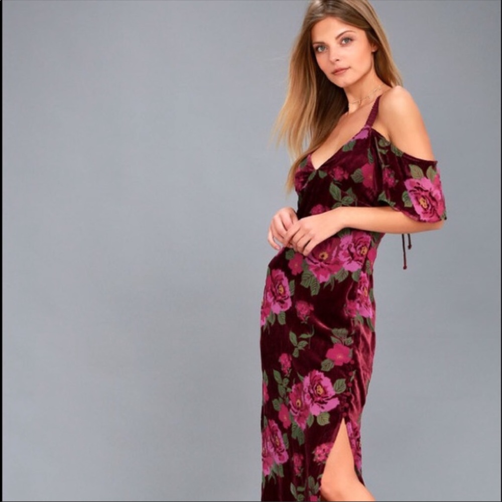Rahi Cali Burgundy Floral Maxi Dress